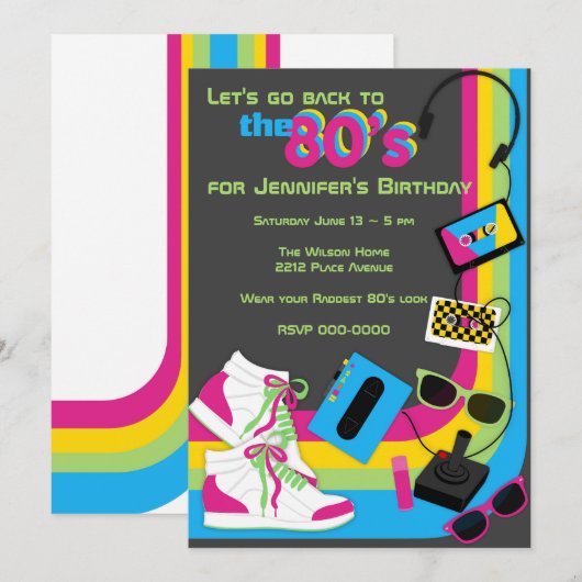 80s partijuitnodiging kaart (Voorkant / Achterkant)