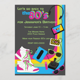 80s partijuitnodiging kaart