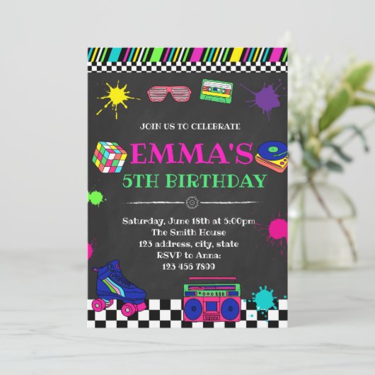 80s partijuitnodiging kaart (Staand voorkant)