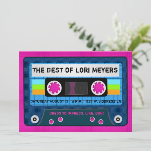 80's Party Het beste van mixtape Kaart (Staand voorkant)