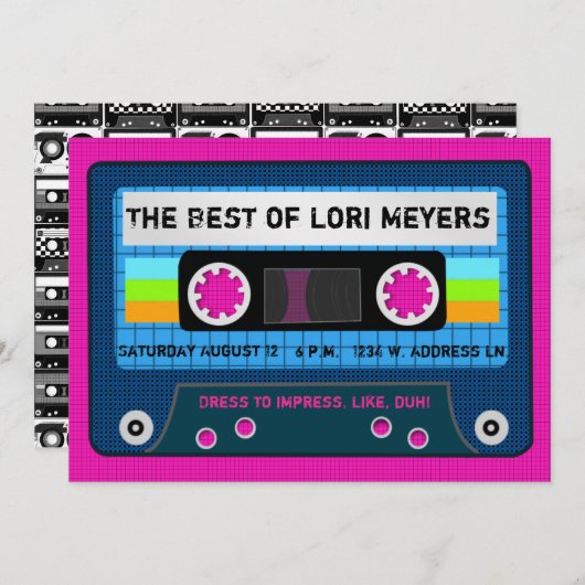 80's Party Het beste van mixtape Kaart (Voorkant / Achterkant)