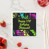 80s Party Retro Neon Paint Splatter Gepersonalisee Servet (Insitu)