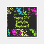 80s Party Retro Neon Paint Splatter Gepersonalisee Servet (Voorkant)