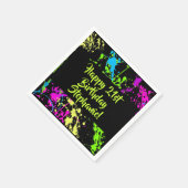 80s Party Retro Neon Paint Splatter Gepersonalisee Servet (Hoek)