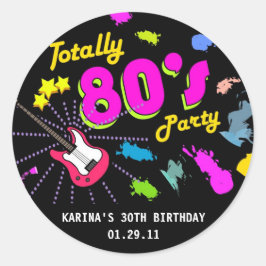 80's Party Ronde Sticker Labels