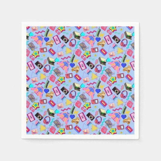 80's Pattern 01.w LBlue BG Servet (Voorkant)