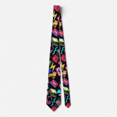 80's Pattern 01.w Zwart BG Stropdas (Voorkant)