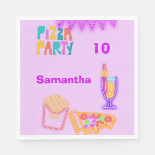 80s Pizza Feestservetten - Neon Arcade Design Servet