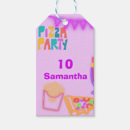 80s Pizza Party Gift Tags - Neon Arcade Style Cadeaulabel