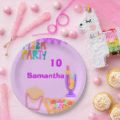 80s Pizza Party Paper Plates - Neon Arcade Papieren Bordje (Feest)