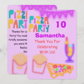 80s Pizza Party Thank You Card - Neon Bedankkaart (Voorkant / Achterkant)