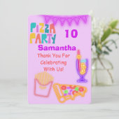 80s Pizza Party Thank You Card - Neon Bedankkaart (Staand voorkant)