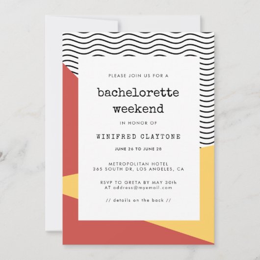 80s Pop art Memphis stijl Bachelorette weekend Kaart (Voorkant)