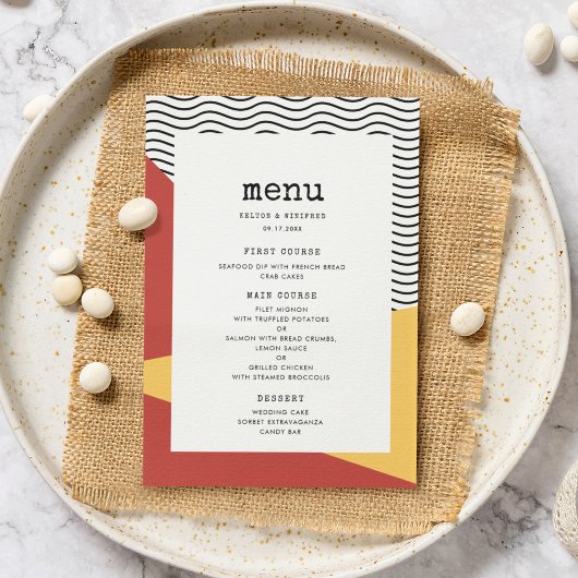 80s Pop art Memphis stijl bruiloft Menu