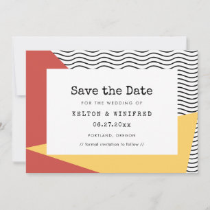 80s Pop art Memphis stijl bruiloft Save The Date