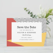 80s Pop art Memphis stijl bruiloft Save The Date (Staand voorkant)