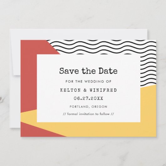 80s Pop art Memphis stijl bruiloft Save The Date (Voorkant)