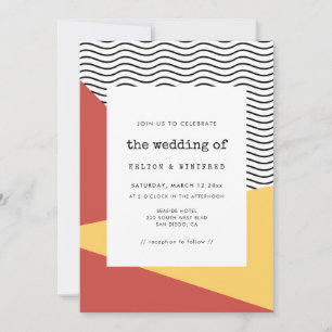 80s Pop art Memphis stijl bruiloft uitnodiging