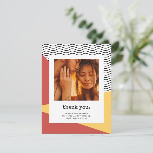80s Pop art Memphis stijl Dank u foto Bedankkaart (Staand voorkant)