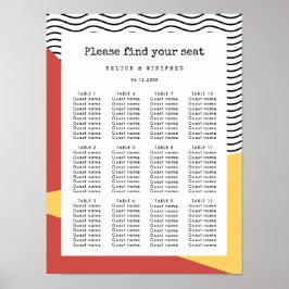 80s Pop art Memphis stijl seating chart Poster