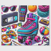 80s Pop Cultuur Iconen Cadeaupapier (Vlak)