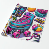 80s Pop Cultuur Iconen Cadeaupapier (Uitgerold)