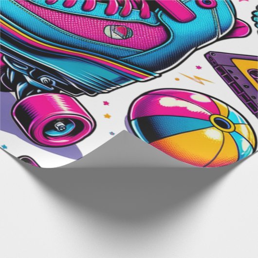 80s Pop Cultuur Iconen Cadeaupapier (Hoek)