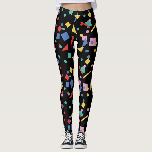 80s pop geometrische vormen leggings (Voorkant)