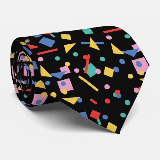 80s pop geometrische vormen stropdas (Opgerold)