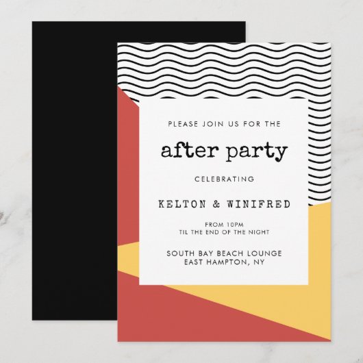 80s popart Memphis-stijl afterparty Kaart (Voorkant / Achterkant)