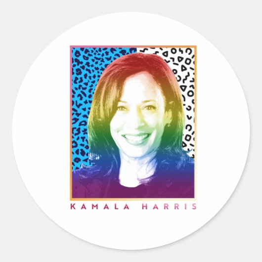 80s Poster - Kamala Harris Pride Ronde Sticker (Voorkant)