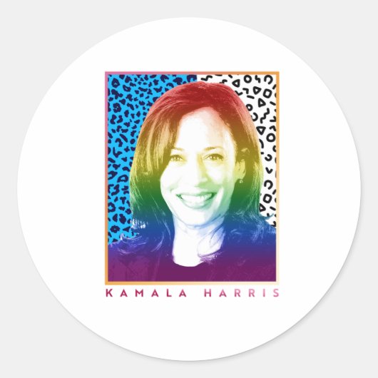 80s Poster - Kamala Harris Pride Ronde Sticker (Voorkant)