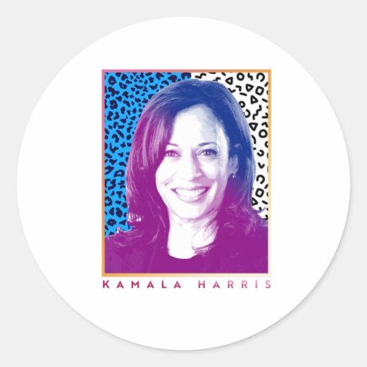 80s Poster - Kamala Harris Ronde Sticker (Voorkant)