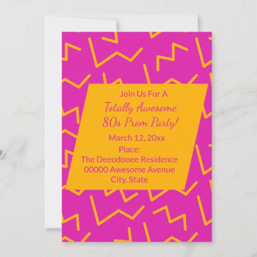 80s Prom Party Uitnodiging (Voorkant)