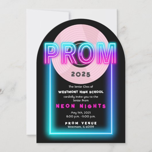 80's Prom Theme Invitation Kaart (Voorkant)