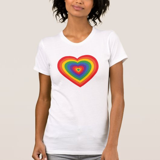 80's Rainbow Heart (concentrisch) T-Shirt (Voorkant)