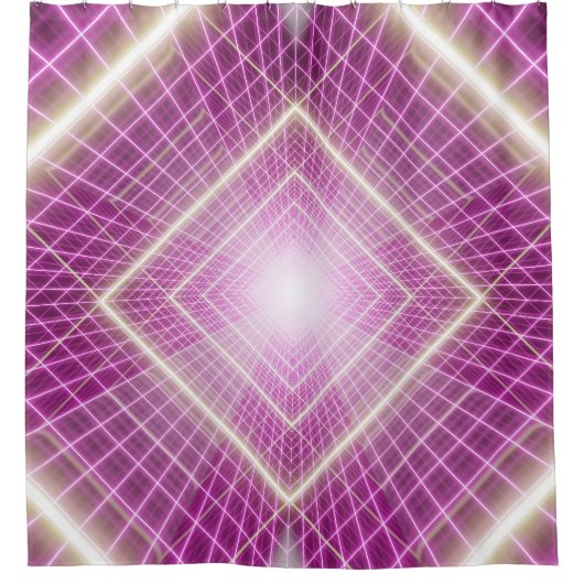 80s Retro: 3D Sci-Fi achtergrond. Douchegordijn (Voorkant)