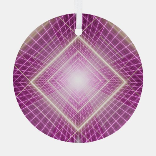 80s Retro: 3D Sci-Fi achtergrond. Glas Ornament (Achterkant)