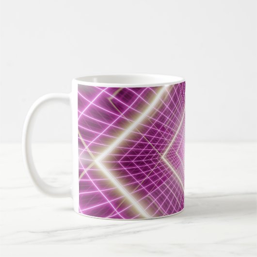 80s Retro: 3D Sci-Fi achtergrond. Koffiemok (Links)