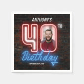 80s Retro 40e verjaardag Neon Sign Aangepaste foto Servet (Voorkant)