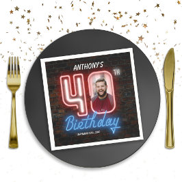 80s Retro 40e verjaardag Neon Sign Aangepaste foto Servet