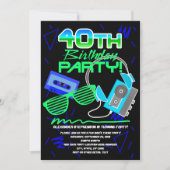 80s Retro 40th Birthday Party Kaart (Voorkant)