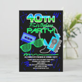 80s Retro 40th Birthday Party Kaart (Staand voorkant)