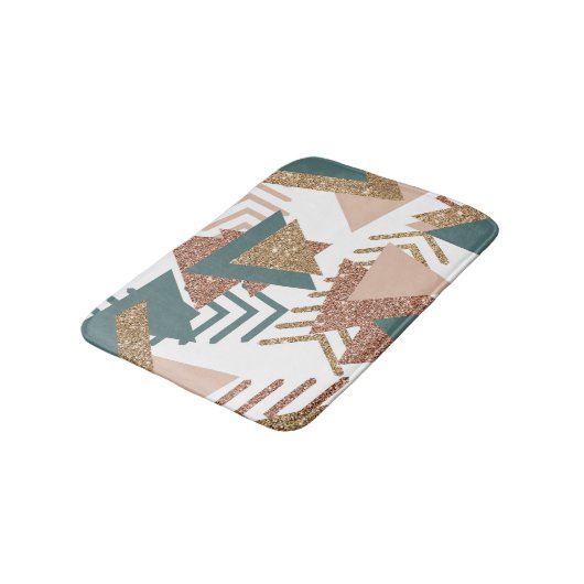 80s Retro Abstract | 70s Groen en Goud Palet Badmat (Gekanteld)