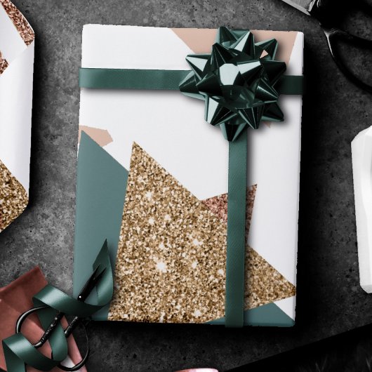 80s Retro Abstract | 70s Groen en Goud Palet Cadeaupapier