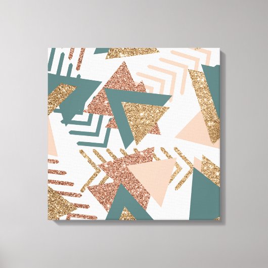 80s Retro Abstract | 70s Groen en Goud Palet Canvas Afdruk (Voorkant)