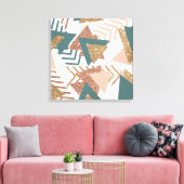80s Retro Abstract | 70s Groen en Goud Palet Canvas Afdruk (Insitu (Woonkamer))