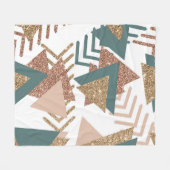80s Retro Abstract | 70s Groen en Goud Palet Fleece Deken (Voorkant (Horizontaal))
