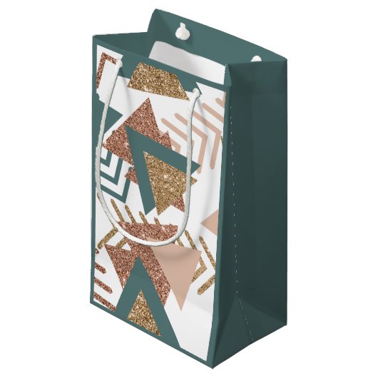 80s Retro Abstract | 70s Groen en Goud Palet Klein Cadeauzakje (Voorkant Gekanteld)