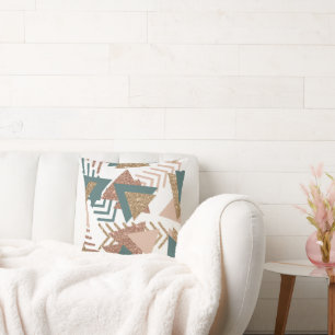 80s Retro Abstract 70s Groen en Goud Palet Kussen